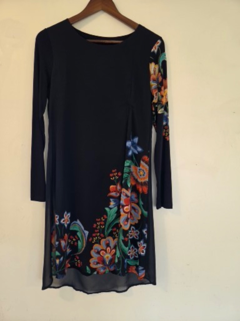 Desigual dress 10 black floral knee length crochet wedding guest event  sheer - Picture 2 of 7